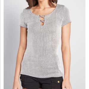 NWT ModCloth Crisscross Notch Ribbed Tee